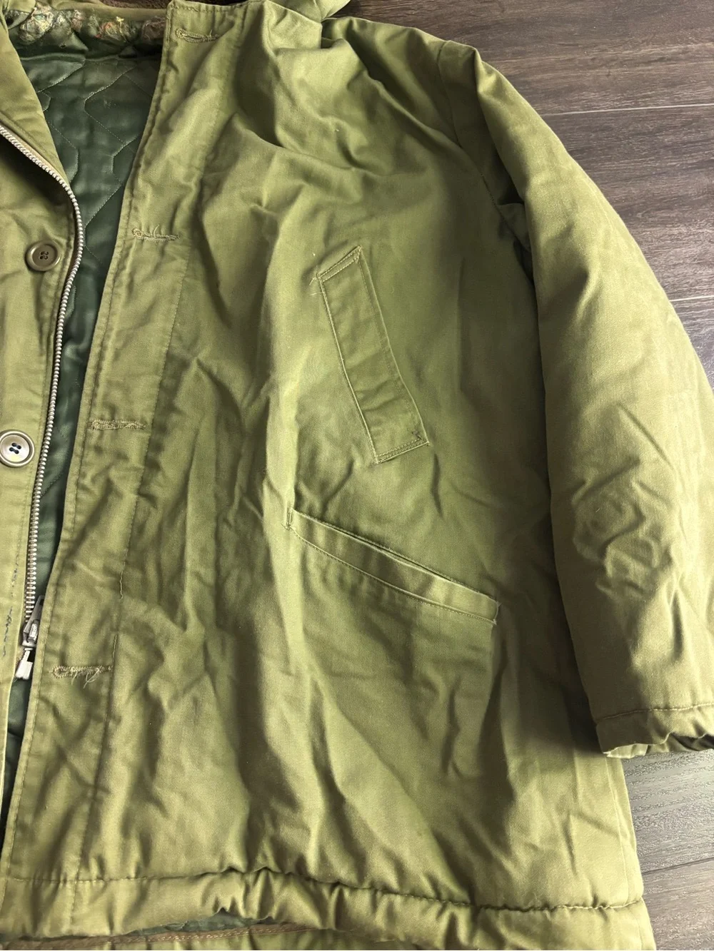 US Military Vintage 1950s Zip Hood Civilian B-9 Parka Jacket Mens Size XL